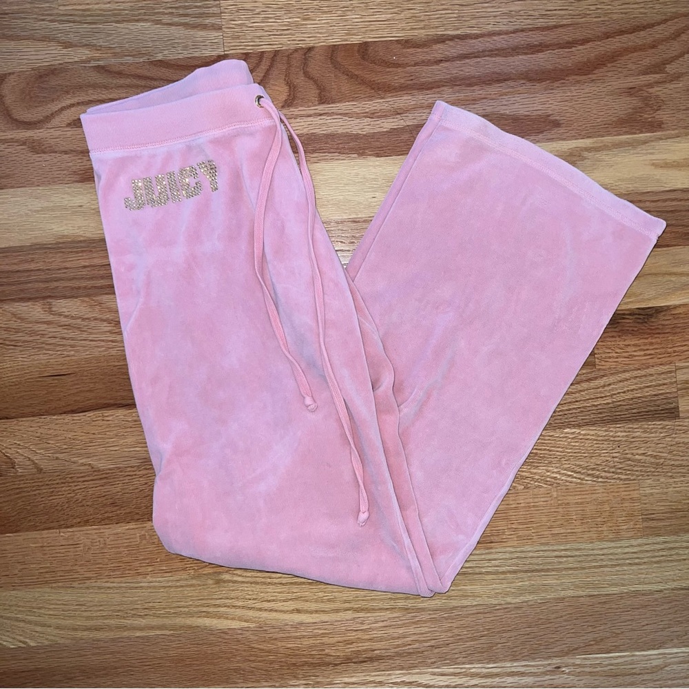 🌸Vintage Juicy Couture Pink Velour Tracksuit Track suit pants Small